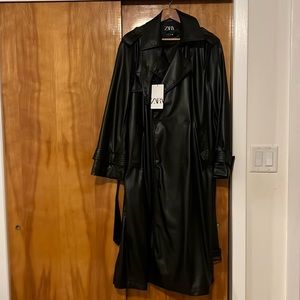Zara Belted Faux Leather Trench